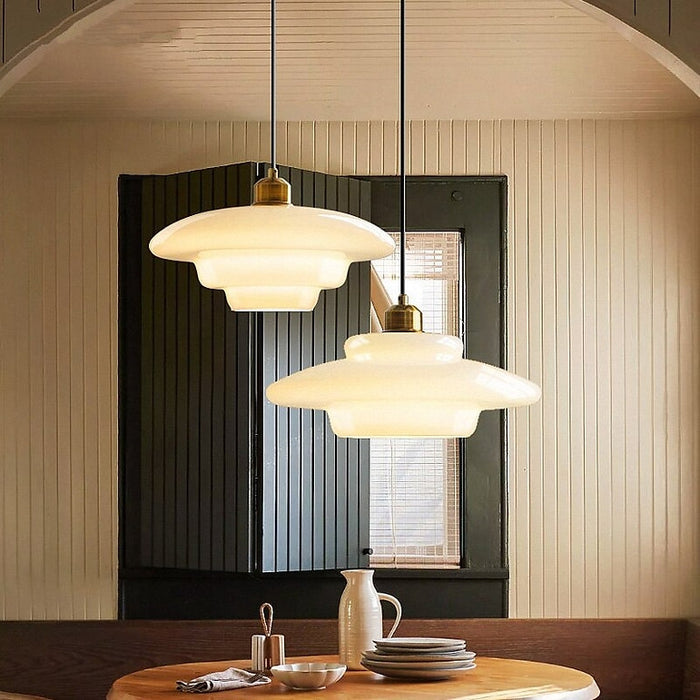 White Glass Hanging Lamp – Mid-Century Modern Pendant Light