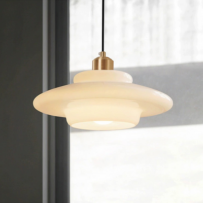 White Glass Hanging Lamp – Mid-Century Modern Pendant Light
