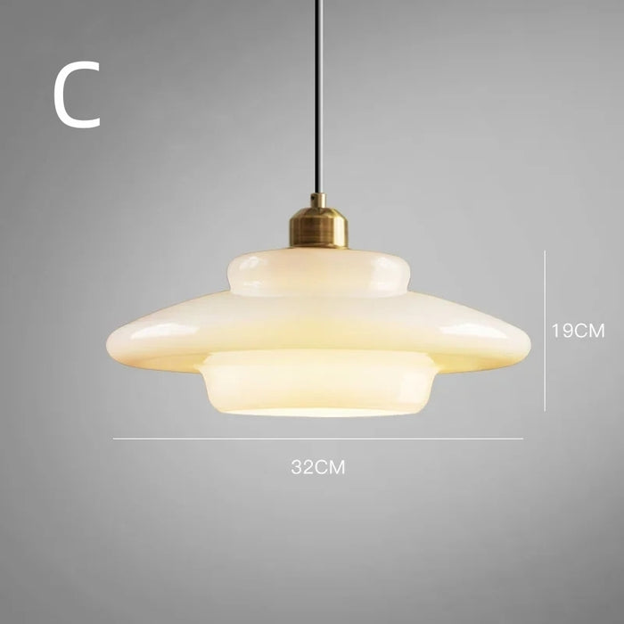 White Glass Hanging Lamp – Mid-Century Modern Pendant Light