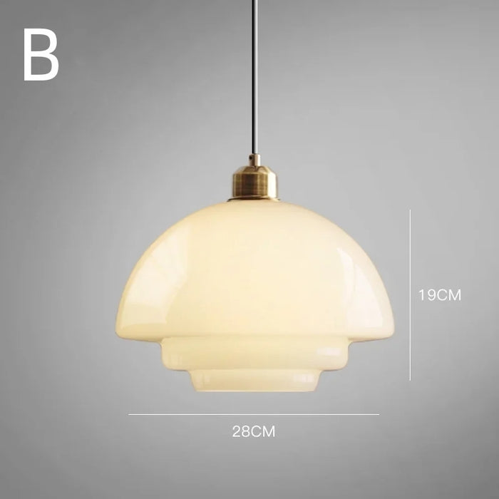 White Glass Hanging Lamp – Mid-Century Modern Pendant Light
