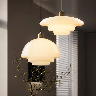 White Glass Hanging Lamp – Mid-Century Modern Pendant Light