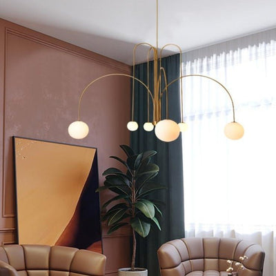Modern Arc Pendant Chandelier – Iron Curved Light