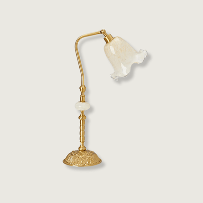 Brass Table Lamp with Glass Shade