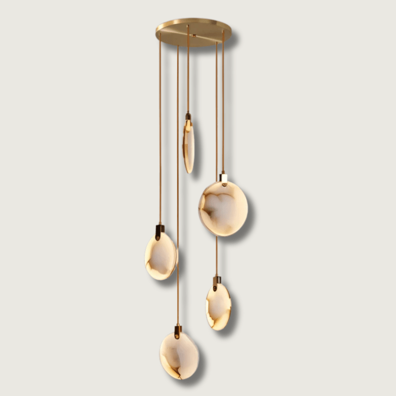 MarbleGlow LED Ring Chandelier – Modern Marble Design