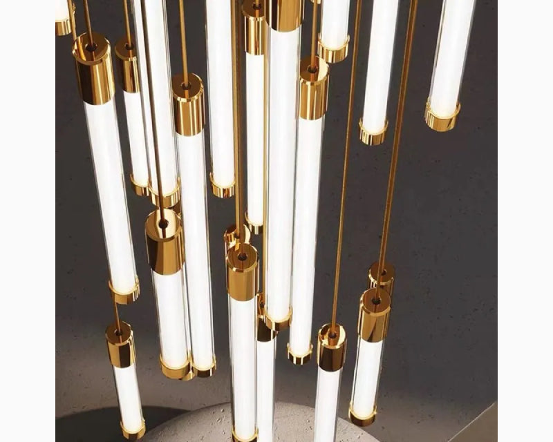 Gold LED Staircase Chandelier – Modern Pendant Light