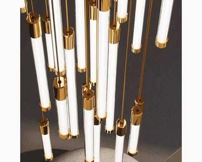 Gold LED Staircase Chandelier – Modern Pendant Light