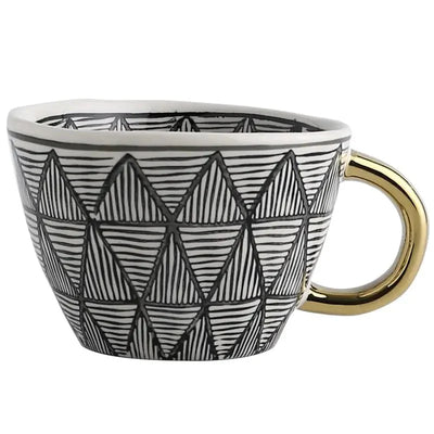 Hand‑Painted Ceramic Mug with Gold Handle