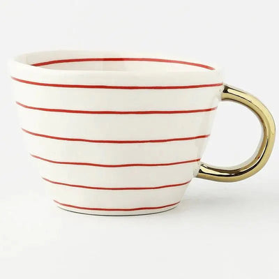 Hand‑Painted Ceramic Mug with Gold Handle