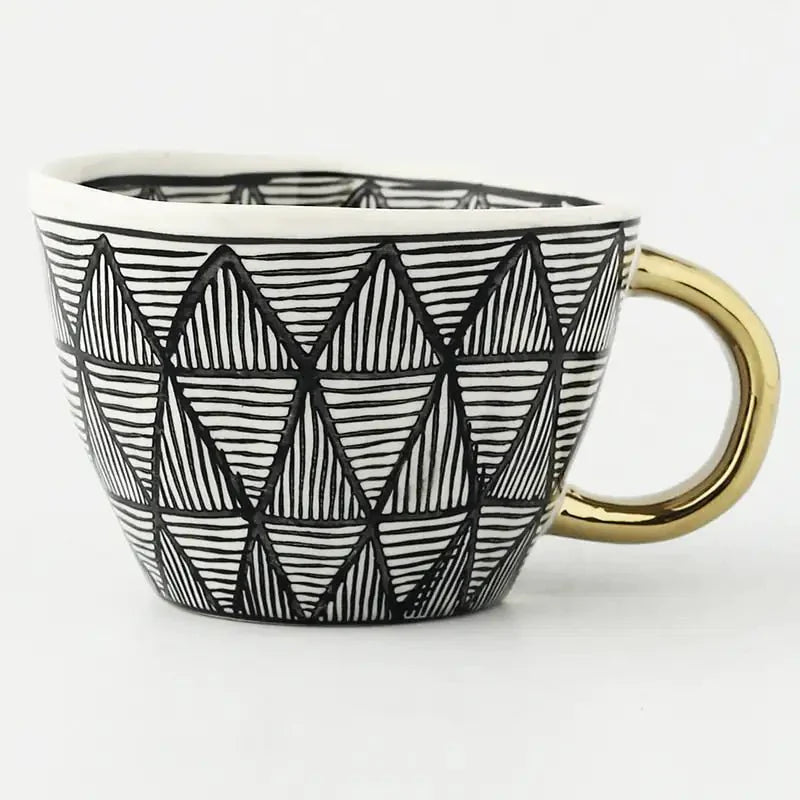 Hand‑Painted Ceramic Mug with Gold Handle