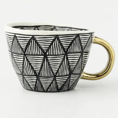 Hand‑Painted Ceramic Mug with Gold Handle