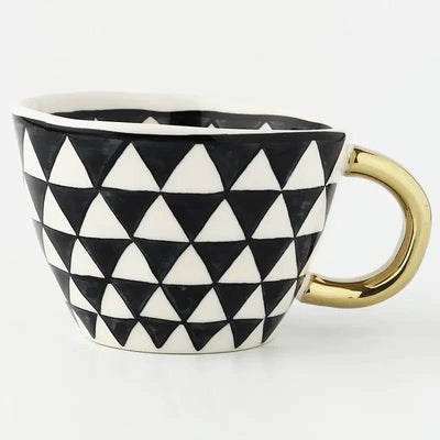 Hand‑Painted Ceramic Mug with Gold Handle