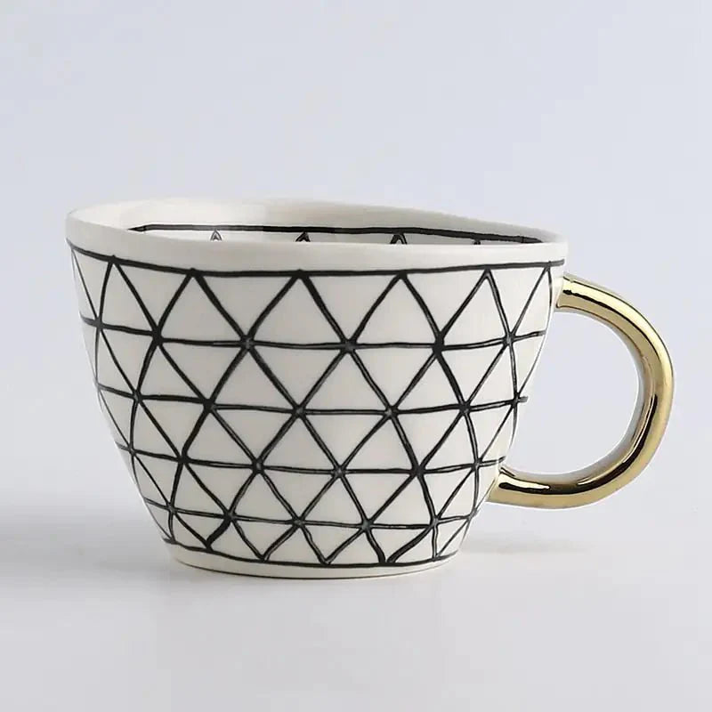 Hand‑Painted Ceramic Mug with Gold Handle
