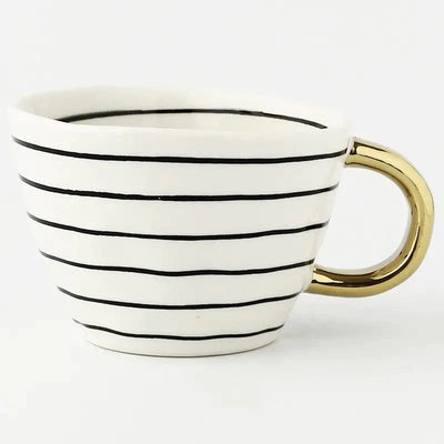 Hand‑Painted Ceramic Mug with Gold Handle