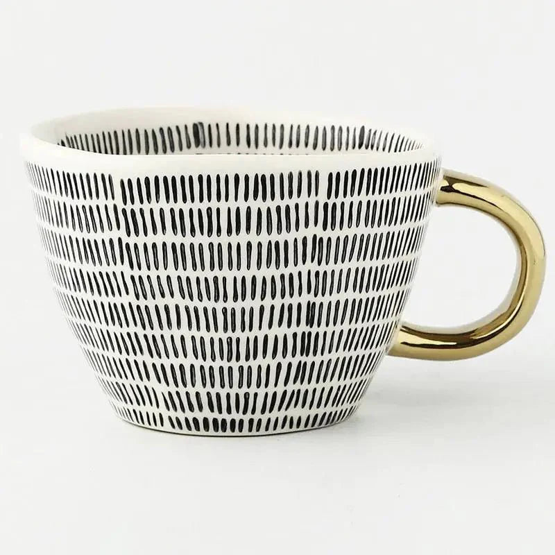 Hand‑Painted Ceramic Mug with Gold Handle