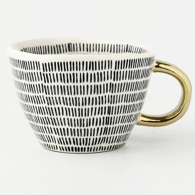 Hand‑Painted Ceramic Mug with Gold Handle