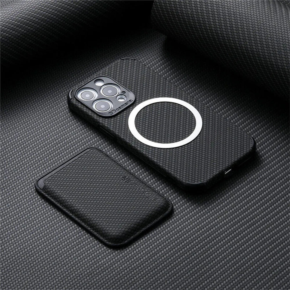 MagSafe Wallet Phone Case with Carbon Fiber Protection