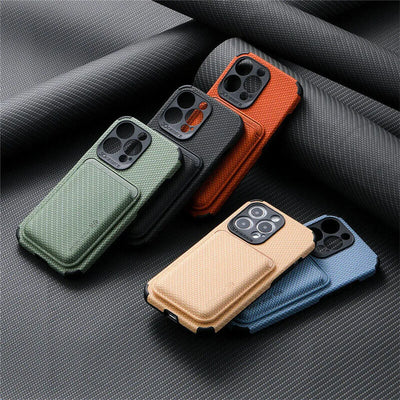 MagSafe Wallet Phone Case with Carbon Fiber Protection