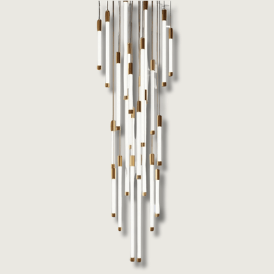 Gold LED Staircase Chandelier – Modern Pendant Light
