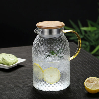 Heat-Resistant Glass Pitcher with Bamboo Lid