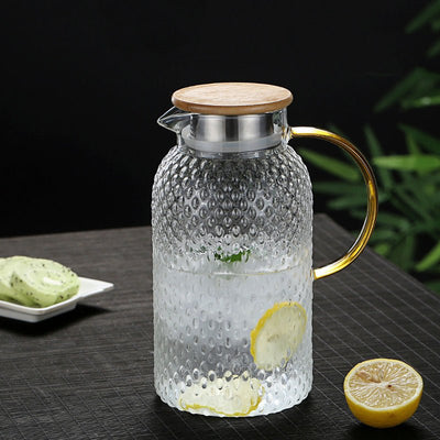 Heat-Resistant Glass Pitcher with Bamboo Lid