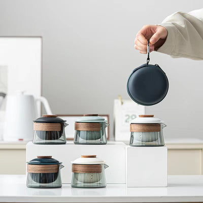 Portable Ceramic Tea Set with Teapot and Cups