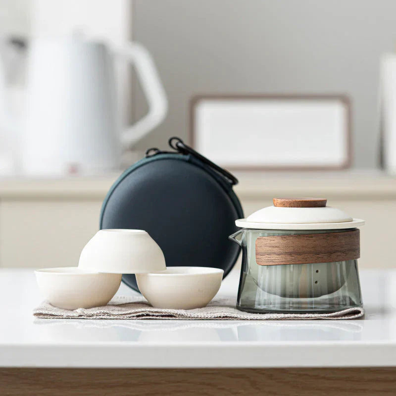 Portable Elegant Travel Tea Set with Teapot & Cups