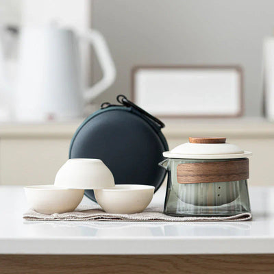 Portable Elegant Travel Tea Set with Teapot & Cups