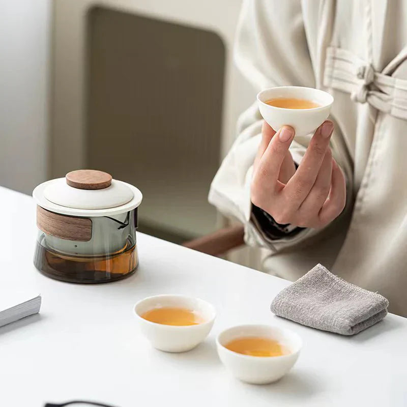 Portable Elegant Travel Tea Set with Teapot & Cups