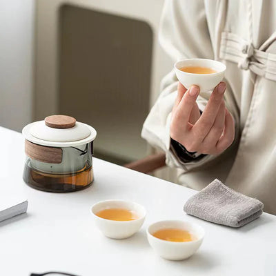 Portable Elegant Travel Tea Set with Teapot & Cups