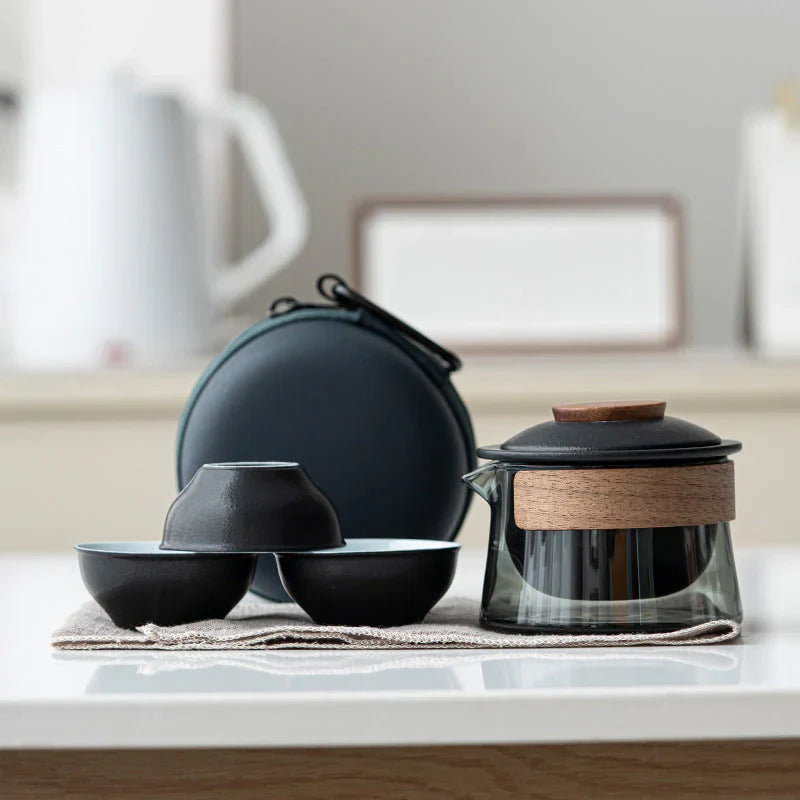 Portable Elegant Travel Tea Set with Teapot & Cups