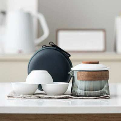 Portable Elegant Travel Tea Set with Teapot & Cups