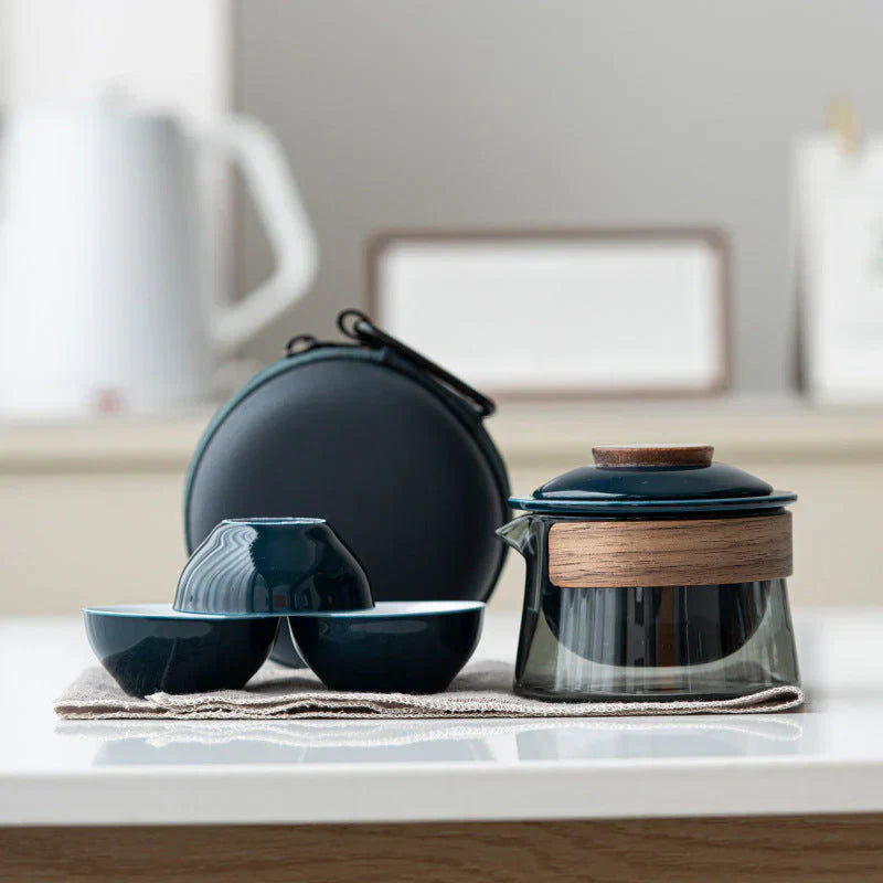 Portable Elegant Travel Tea Set with Teapot & Cups