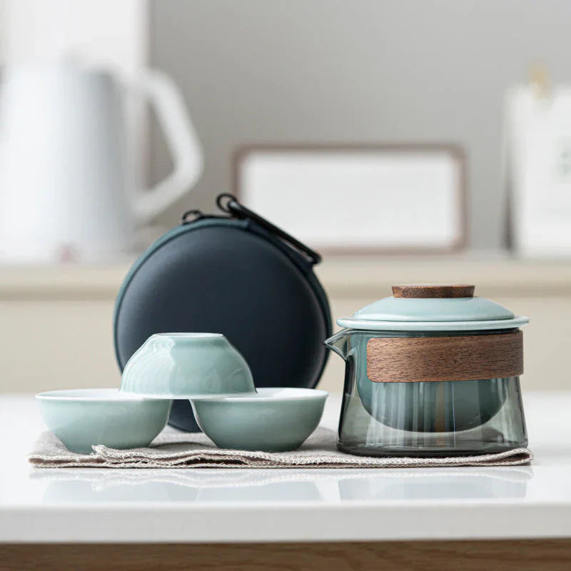 Portable Elegant Travel Tea Set with Teapot & Cups