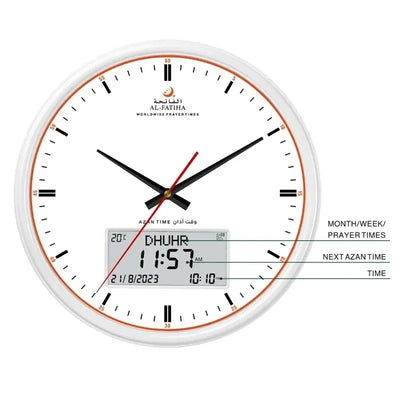 PrayTime Smart Wall Clock – Azan & Hijri Calendar with Dual Display