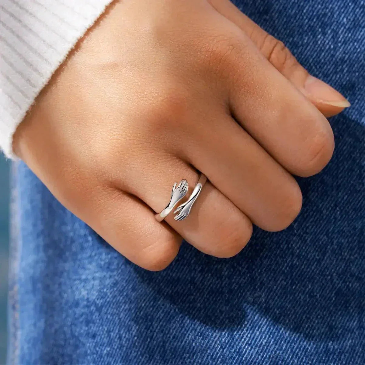 Adjustable Hug Ring in Gold or Silver Stainless Steel