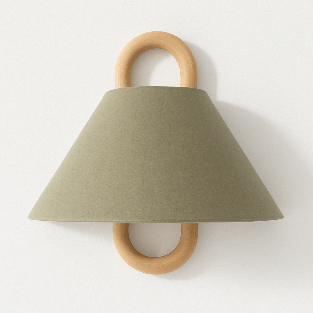 Wooden Wall Lamp with Fabric Shade – Warm Light