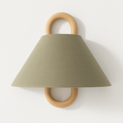 Wooden Wall Lamp with Fabric Shade – Warm Light