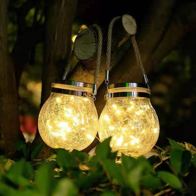 4-Pack Solar Glass Garden Lights Ice Crack Design