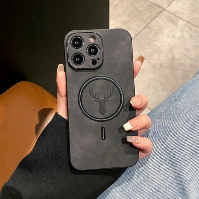 Deer Leather iPhone Case MagSafe Wireless Charging