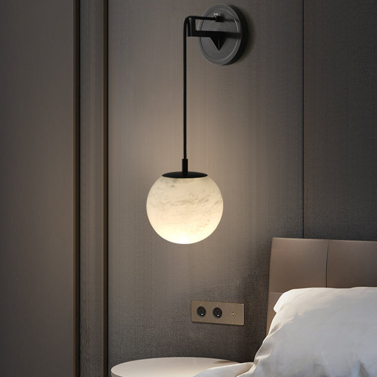 Marbell Brass & Marble Wall Light – Minimalist Globe Sconce