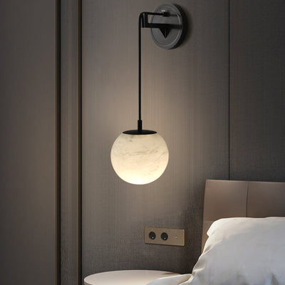Marbell Brass & Marble Wall Light – Minimalist Globe Sconce