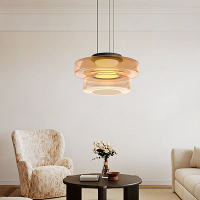 Bauhaus Glass Pendant Light with Warm LED Bulb