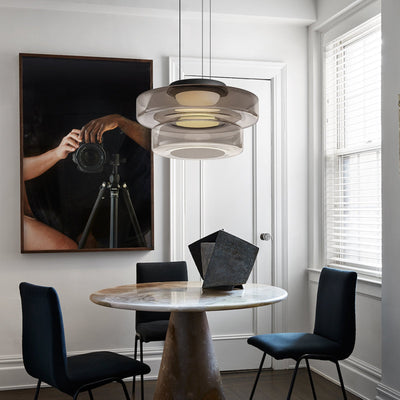 Bauhaus Glass Pendant Light with Warm LED Bulb