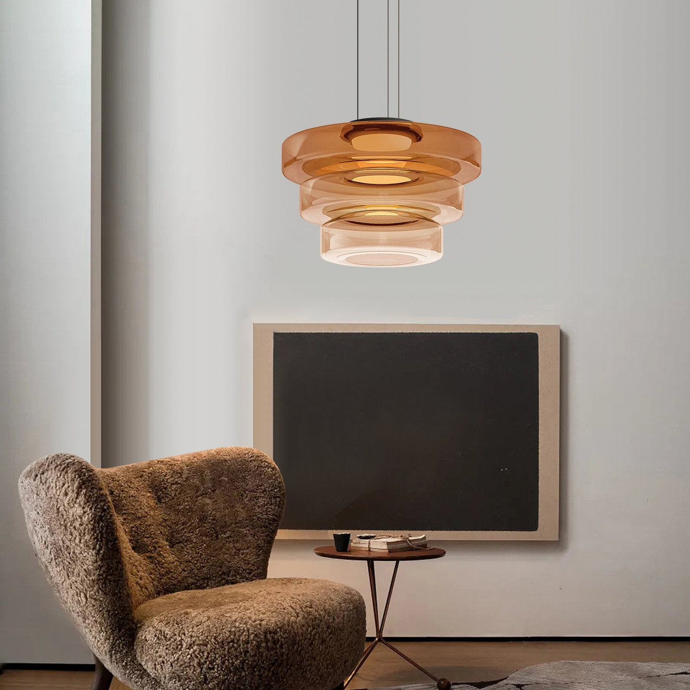 Bauhaus Glass Pendant Light with Warm LED Bulb