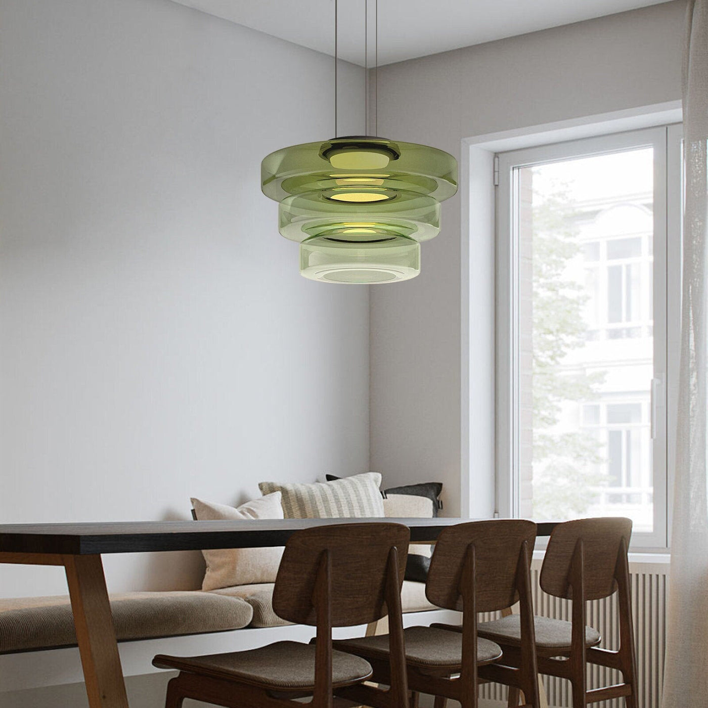 Bauhaus Glass Pendant Light with Warm LED Bulb