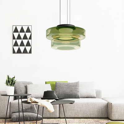 Bauhaus Glass Pendant Light with Warm LED Bulb