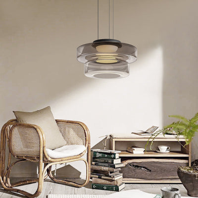 Bauhaus Glass Pendant Light with Warm LED Bulb