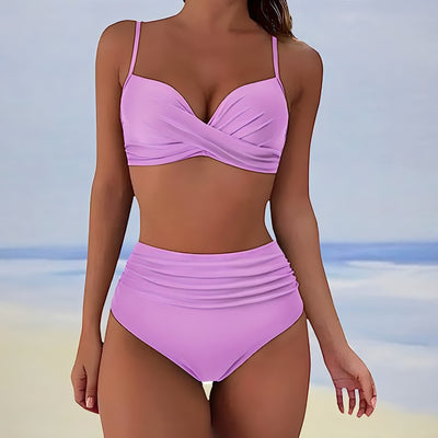 Women’s High-Waist Two-Piece Bikini Set for Summer Beach