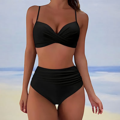 Women’s High-Waist Two-Piece Bikini Set for Summer Beach