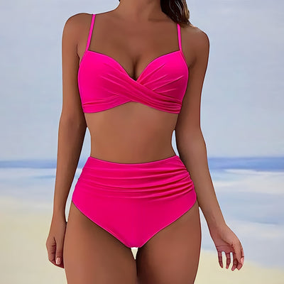 Women’s High-Waist Two-Piece Bikini Set for Summer Beach
